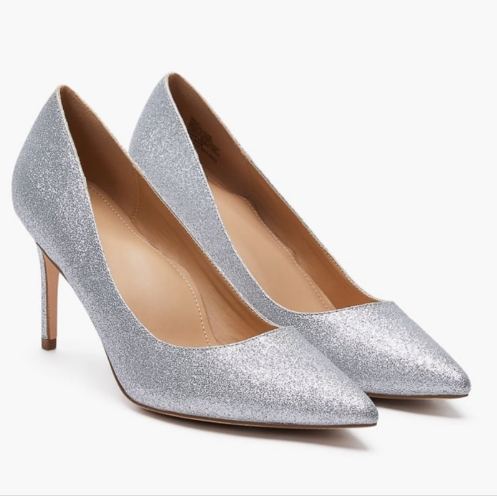 NEW JustFab Silver Glitter Heels